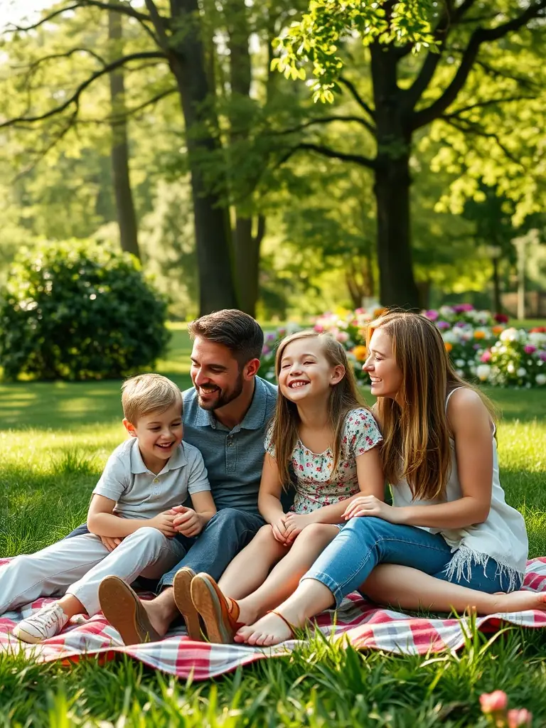 A family enjoying a picnic in a designated green area within Harmoni Horizon Valley, emphasizing the community-focused design and natural environment.